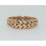 9ct gold 3 row keeper ring size N ref WP