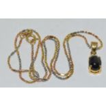 14ct gold Mystic Topaz and diamond pendant on 18ct gold two tone necklace ref 99