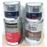 Four tins of paint to include three tins of Dulux trade and one tin of Sikkens paint (61).