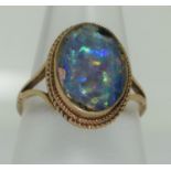 9ct gold antique set ladies opal ring size N ref 99