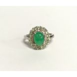 925 silver green stone ring. Size Q.