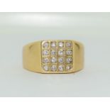 18ct gold gents diamond signet ring approx 80 pionts size S ref WP