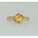 9ct gold amber colour ring size M