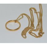 18ct gold flat link necklace together a 22ct gold wedding band ref 99