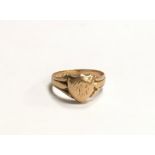 9ct gold gents heart signet ring size W