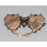 9ct gold double love heart brooch