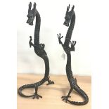 Pair of bronze Dragon ends (124)