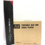 Fositan professional tripod model ref CT-S1 c/w portable Blu-Ray video player. Both items boxed.