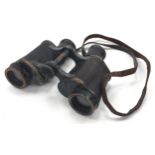 Pair of early military binoculars with crows foot markings.