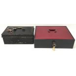 Two steel deed boxes with keys