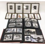 Collection of 10 framed and glazed miniatures together with two albums of black and white