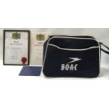 BOAC junior fliers and Jet club logbook, badge,25k and 50k certificates, together a genuine BOAC