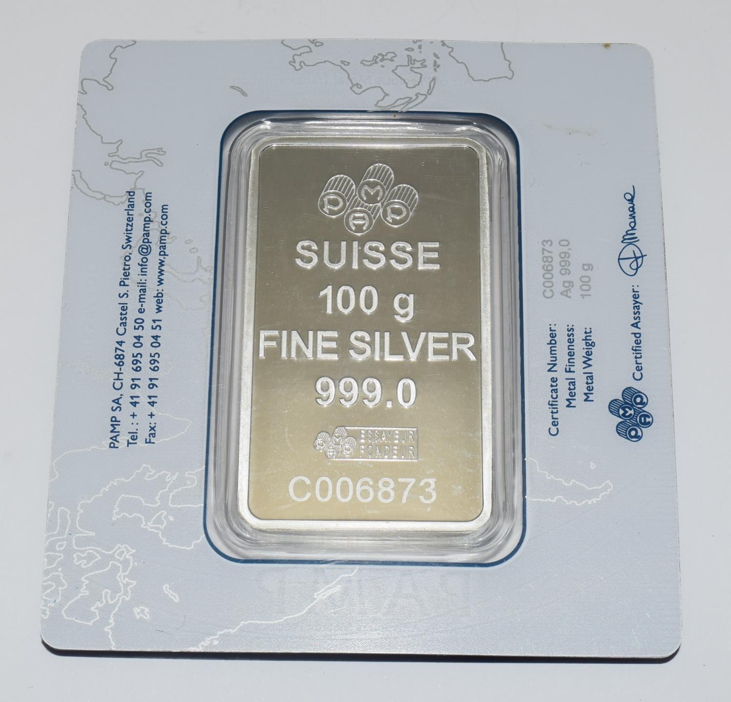 Silver 999.0 100g bar PAMP Swiss - Image 2 of 3
