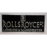 A Cast Aluminium "Rolls Royce" Plaque