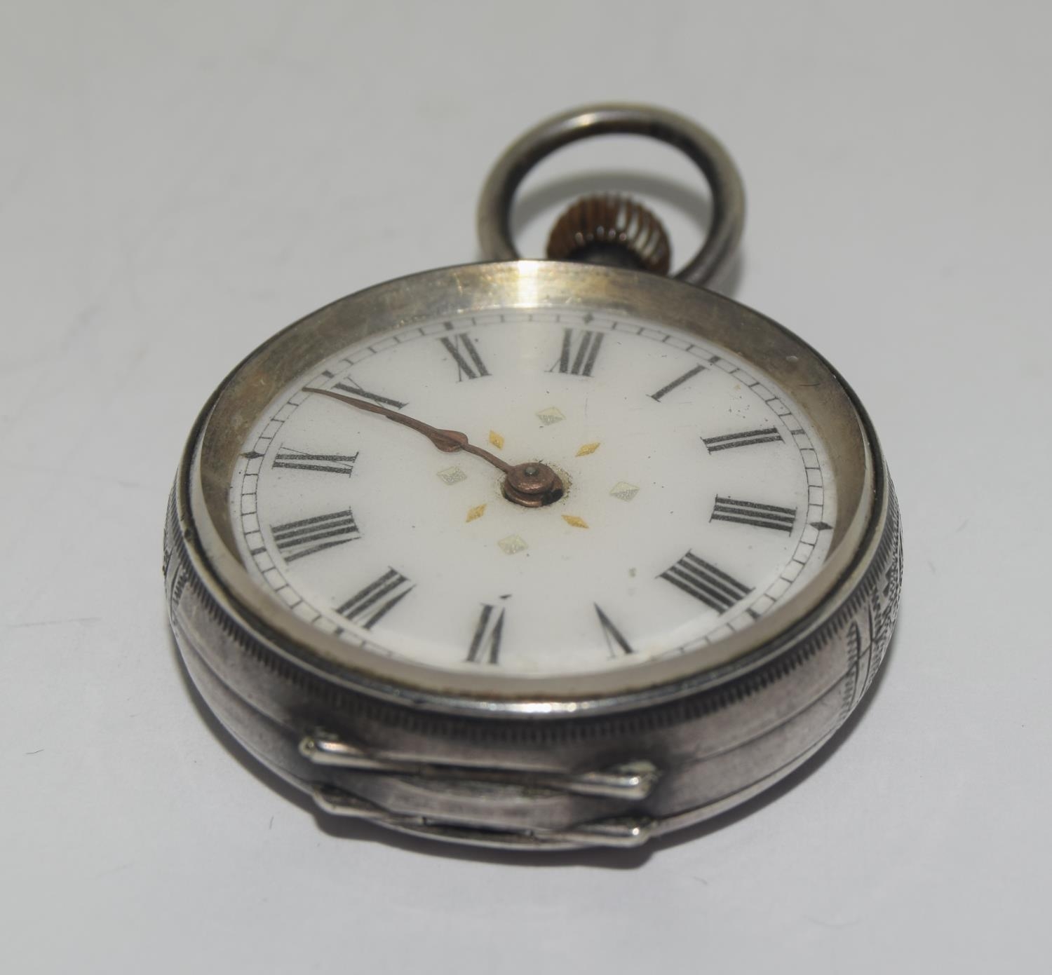 Silver pocket watch with silver St Johns Ambulance badges/service bars. - Image 2 of 4