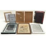 A collection of wood, silver plate and Mother of Pearl picture frames together with a small Oriental