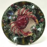 19C Palissy ware Majolica Crab dish 24cm diameter