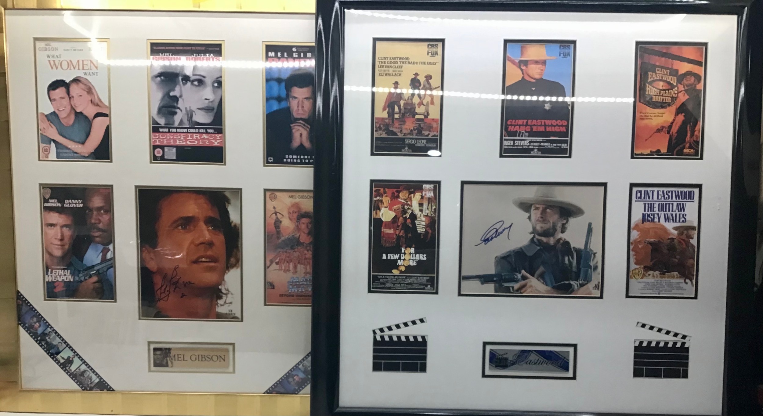 2 BEAUTIFULLY FRAMED FILM RELATED DISPLAYS. First we have a Mel Gibson celebration of film related