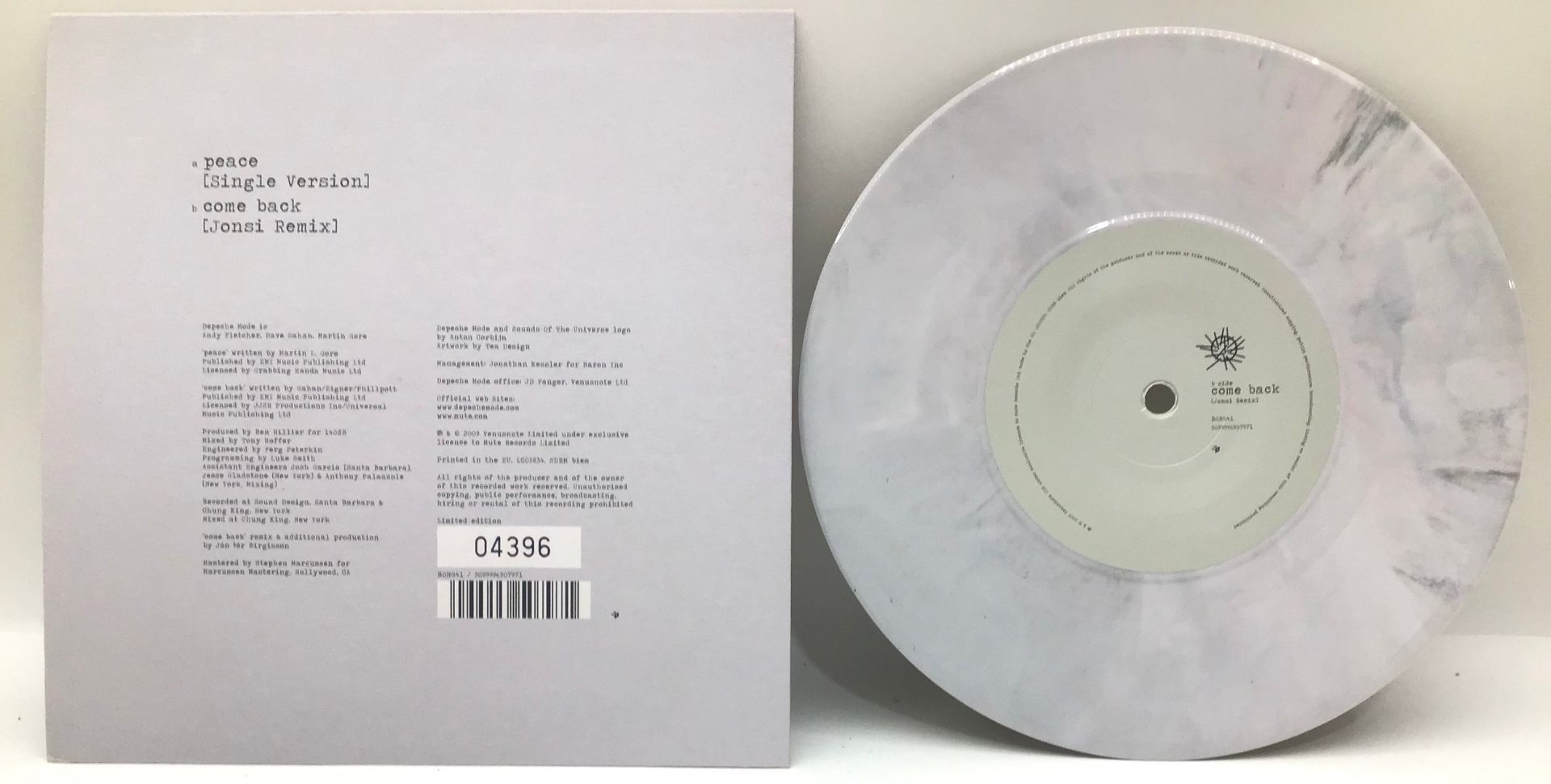 DEPECHE MODE - PEACE - EURO MARBLE GREY 7" VINYL SINGLE. Limited number vinyl single here (04396) on - Image 2 of 2