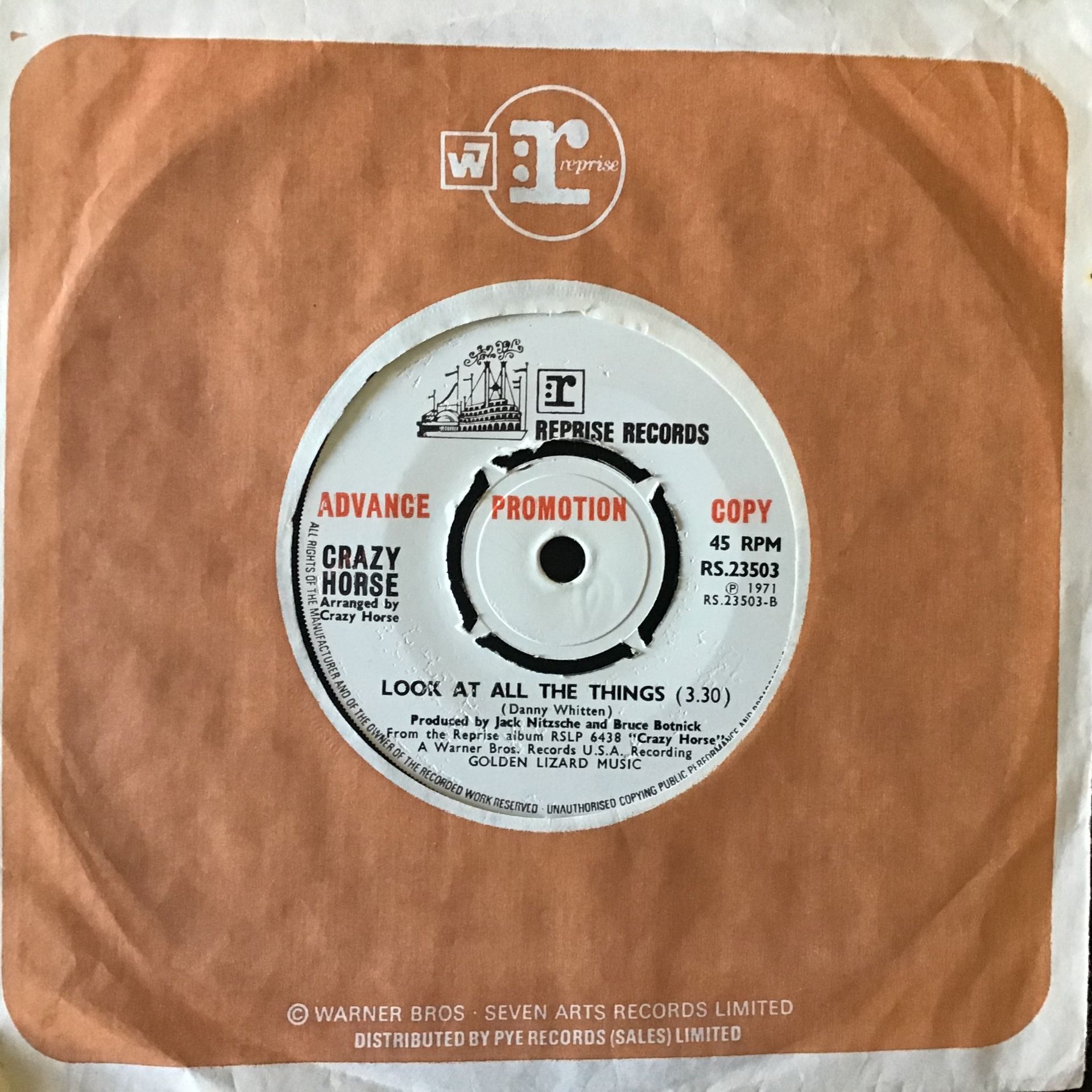 CRAZY HORSE 7” PROMO - DANCE, DANCE, DANCE. This is a nice Reprise RS 23503 from 1971 found here - Image 2 of 2