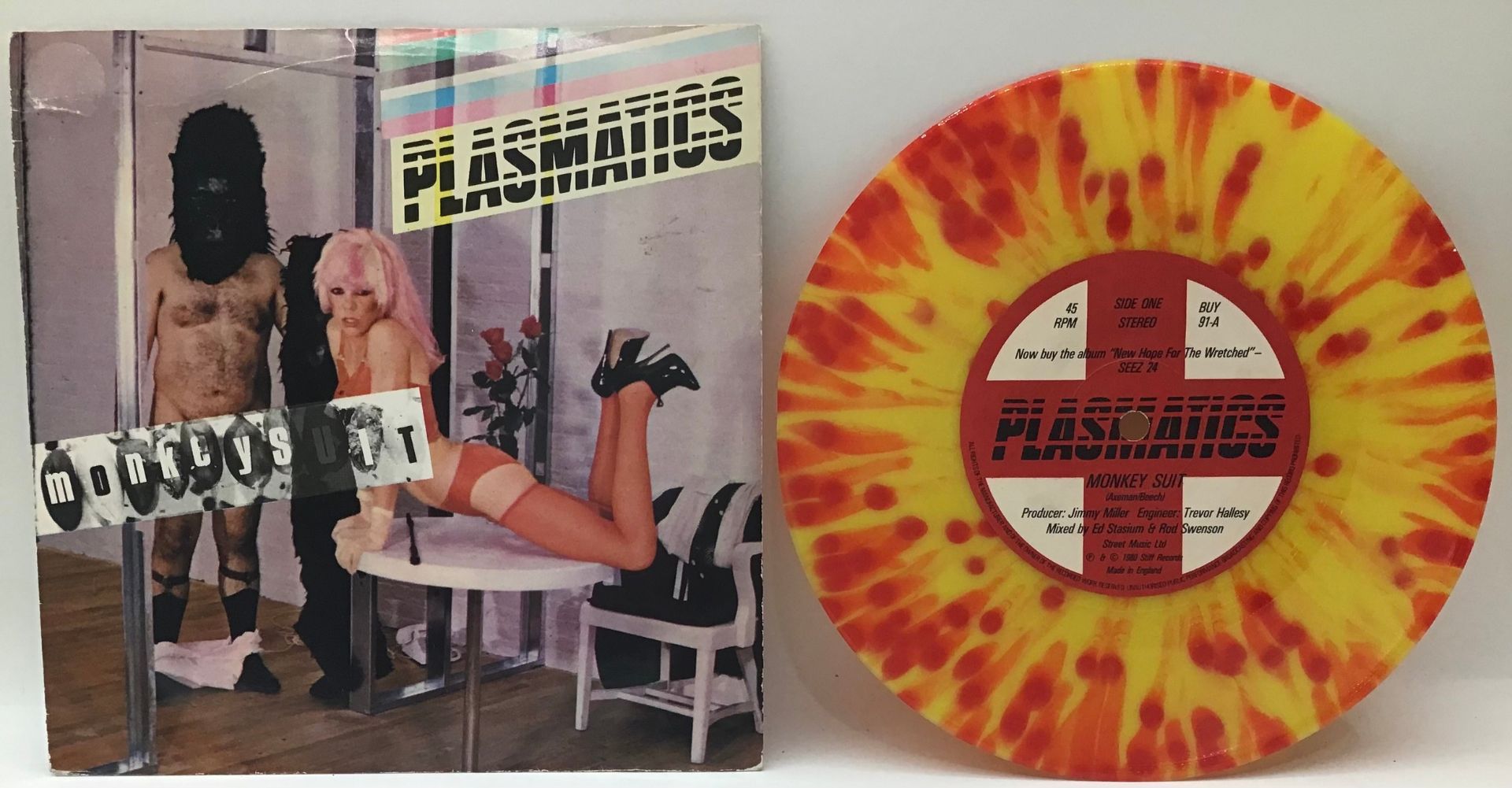 PLASMATICS 7” MONKEY SUIT / SQUIRM ( LIVE ). This version was made and released in the UK on