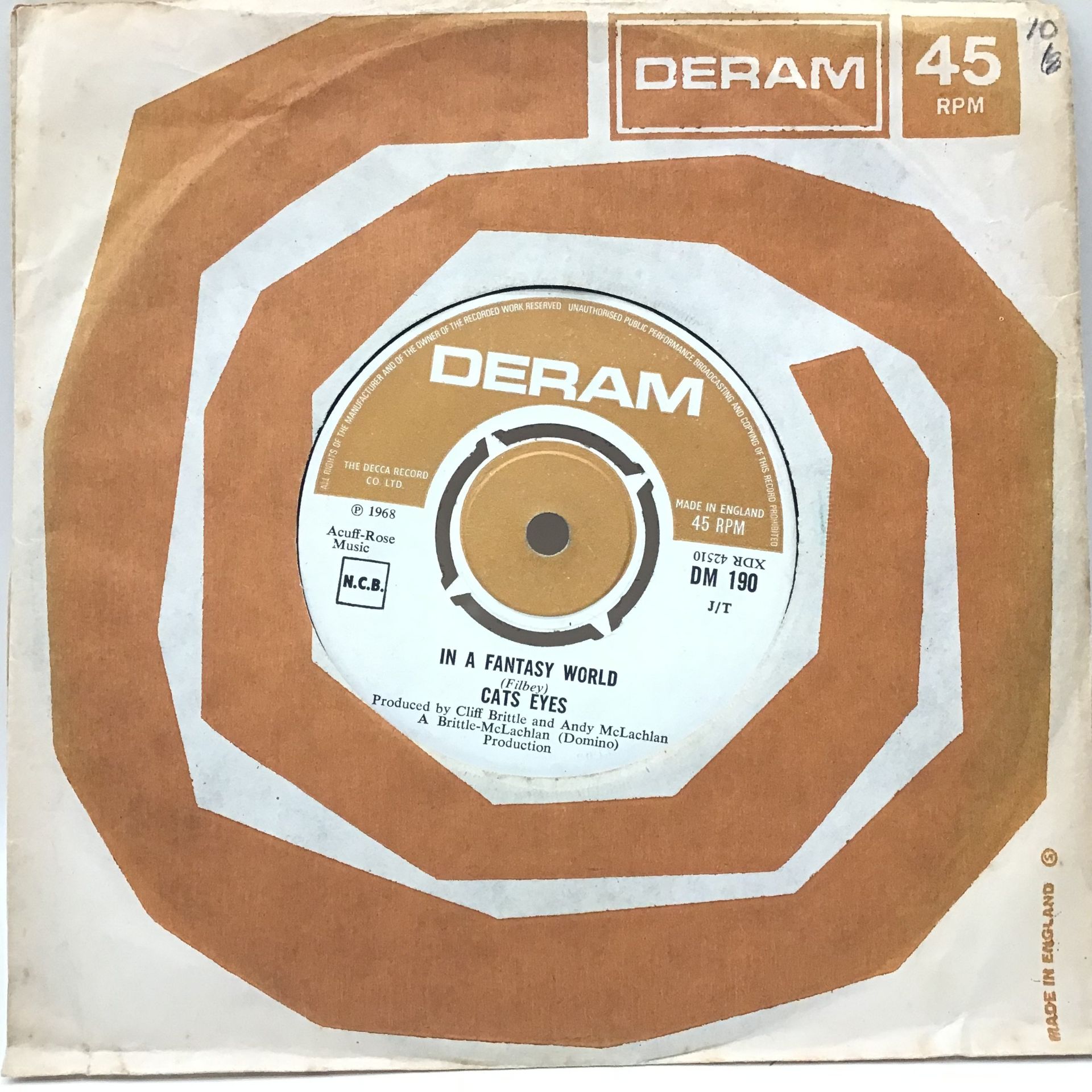 CATS EYES 7” - SMILE GIRL FOR ME. Found here on Deram DM 190 from 1968 and in a original company - Image 2 of 2