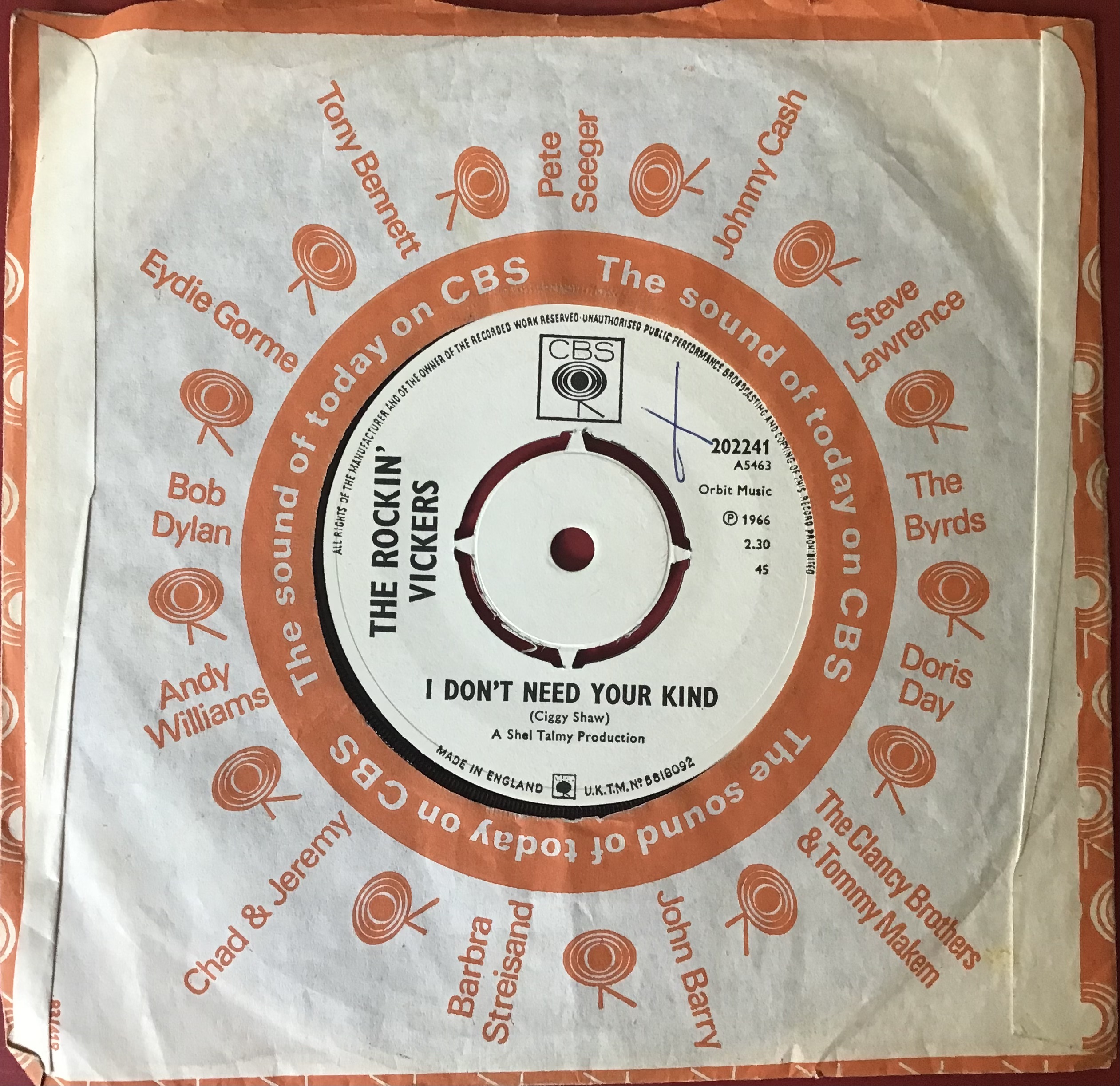 THE ROCKIN’ VICKERS - DANDY rare UK DEMO PROMO. A Freakbeat/ - Image 2 of 2