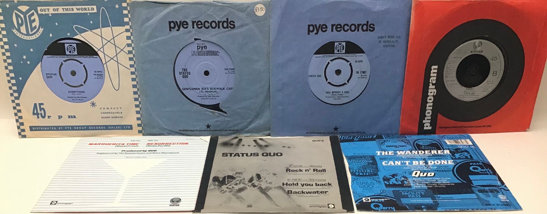 7 STATUS QUO SINGLES. Varied lot here with 3 original Pye Records releases followed by 4 Vertigo - Image 2 of 2