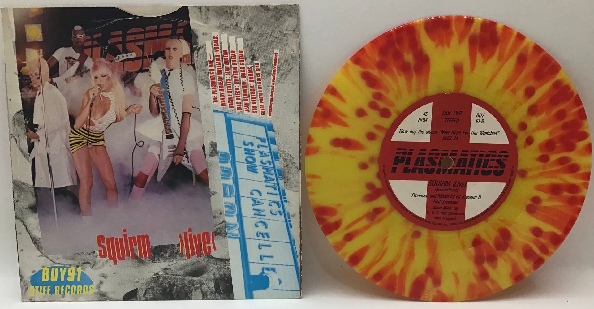 PLASMATICS 7” MONKEY SUIT / SQUIRM ( LIVE ). This version was made and released in the UK on - Image 2 of 2