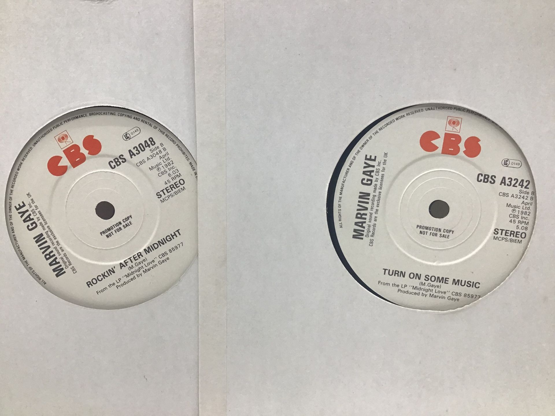 2 X MARVIN GAYE DEMO / PROMO 7” RECORDS. Two titles here on CBS Records - Joy & My Love Is - Image 2 of 2