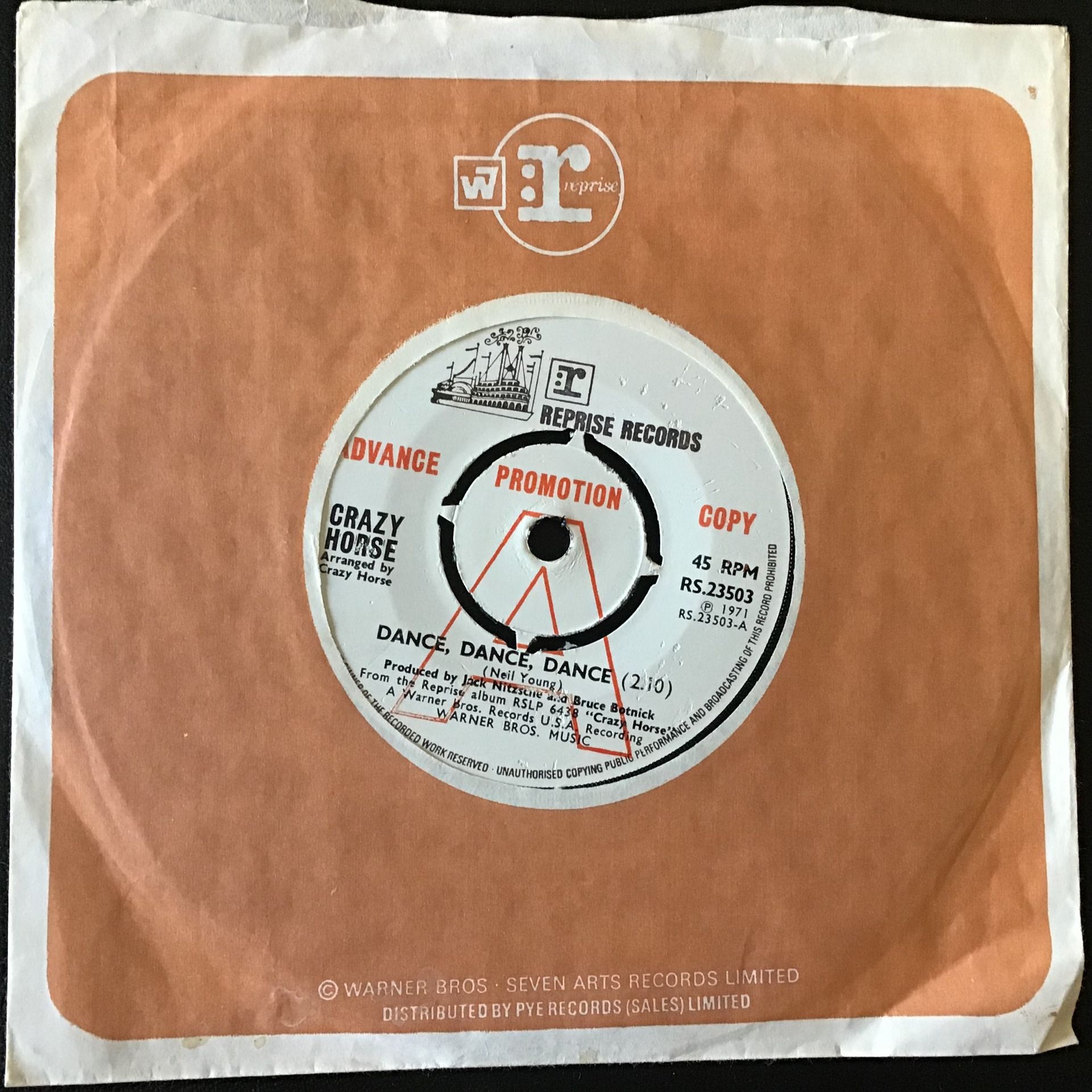 CRAZY HORSE 7” PROMO - DANCE, DANCE, DANCE. This is a nice Reprise RS 23503 from 1971 found here