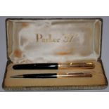 Parker 51 fountain pen and mechanical pencil set in original branded box with instruction leaflet.