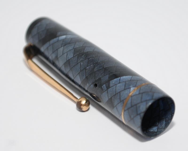 Swan 205/83 blue/black snakeskin fountain pen. Ebonite lever c/w Swan No.2 14ct nib. Ref.RA312 - Image 4 of 5