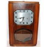 Art Deco oak cased deadbeat escapement wall clock featuring Westminster rack strike and 1/4 chime on