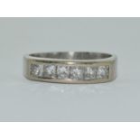 1 carat Princess cut 18ct half eternity ring band, size R