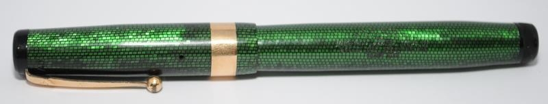 Mabie Todd & Co Swan Leverless fountain pen in green lizard skin. Pat. No.390585 c/w Swan No.4