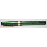 Mabie Todd & Co Swan Leverless fountain pen in green lizard skin. Pat. No.390585 c/w Swan No.4