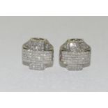 A pair of 14ct white gold impressive diamond cluster earrings of 2.2cts