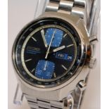 Collectible vintage Seiko JPS blue gents chronograph, model ref 6138-8030. Reference dates this