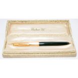 Parker 51 Aerometric fountain pen in forest green with rolled gold cap c/w contemporary box. Ref.