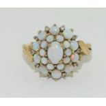 9ct gold Opal Cluster ring Size O