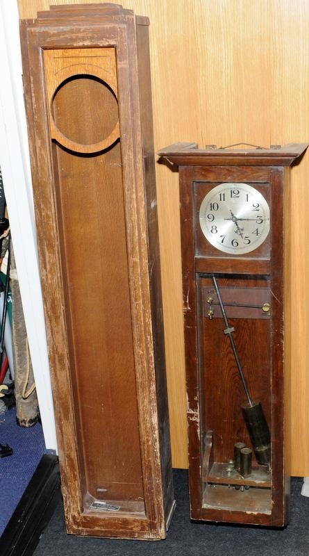 Simplex timekeeping regulator master wall clock c/w slave clock carcass only. O/all height of master