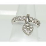 Silver heart lock ring size P