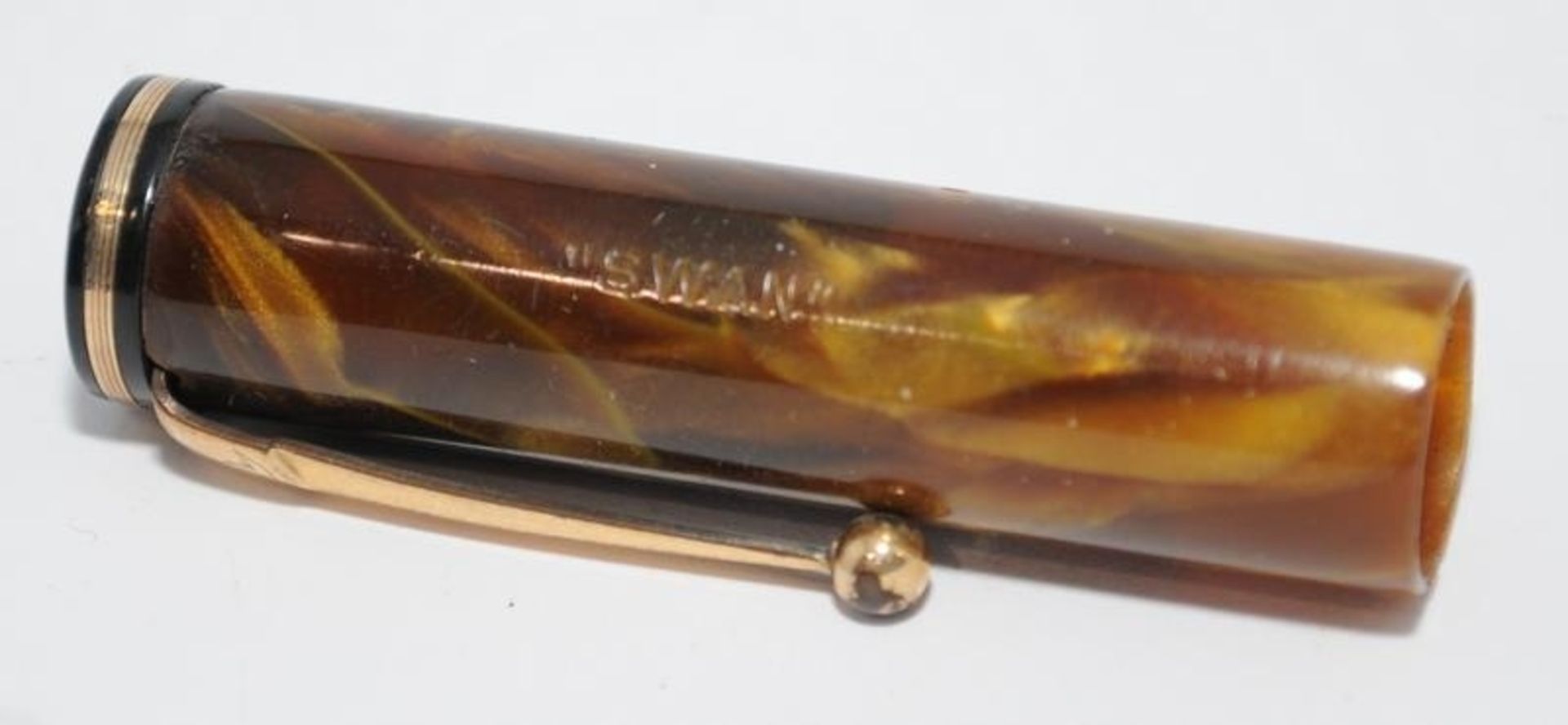 Top quality Swan L330/64 leverless fountain pen in amber/brown, fully restored at considerable - Image 3 of 5