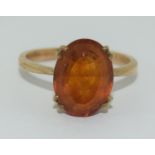 9ct gold amber solitaire ring size N