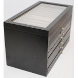 Quality storage/display box for pens. Hinged lid over 6 drawers capable of storing up to 78 pens.