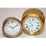 Pair of vintage brass car clocks by S Smith & Son and M M & Co. Untested.