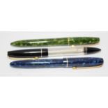 Collection of three vintage Blackbird fountain pens all fitted with Blackbird 14ct nibs. Ref. ?