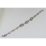 Diamond set silver bracelet rhodium coated