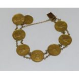 High value gold coin bracelet 26g